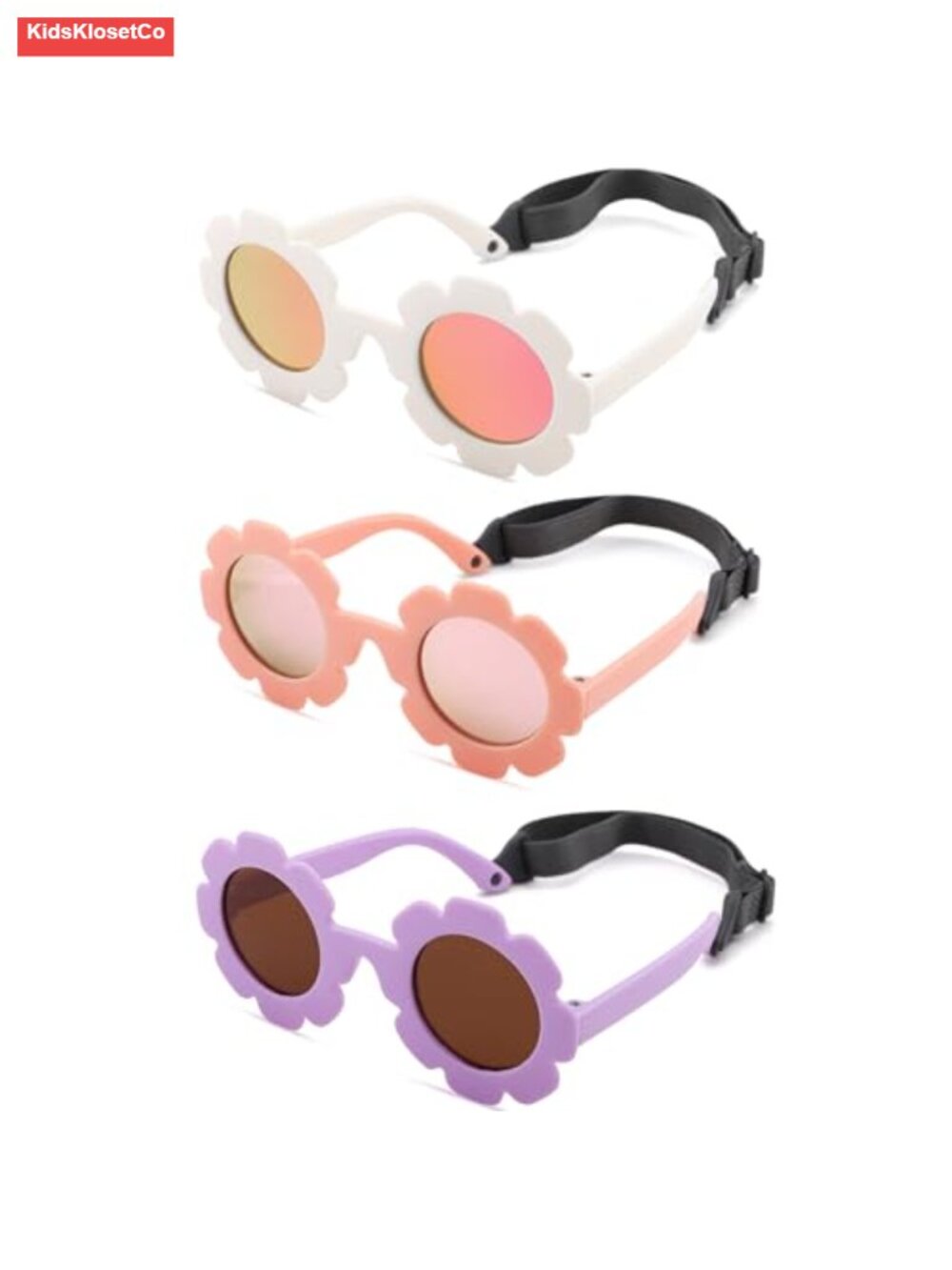 Bendable Baby Sunglasses with Strap, Polarized UV Protection
